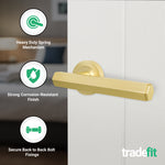 Moreno Satin Brass Lever on Rose Door Handle Kit - 64mm Latch - tradefit - 2