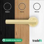 Moreno Satin Brass Lever on Rose Door Handle Kit - 64mm Latch - tradefit - 7