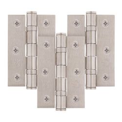 Satin Nickel Fire Door Hinges - 3 Inch/76mm - Grade 7 Steel Ball Bearing - Pack of 3 Hinges - tradefit