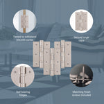 Satin Nickel Fire Door Hinges - 3 Inch/76mm - Grade 7 Steel Ball Bearing - Pack of 3 Hinges - tradefit - 5