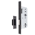 Fire Rated DIN Deadlock Lock - 60mm Backset / 90mm Case / 72mm Centres - Matt Black - tradefit - 1