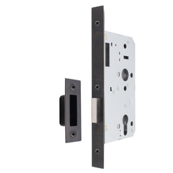 Fire Rated DIN Deadlock Lock - 60mm Backset / 90mm Case / 72mm Centres - Matt Black - tradefit