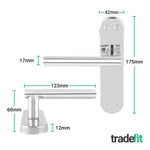 Olbia Polished Chrome Lever on Backplate Door Handle Pack – 64mm Latch - tradefit - 2