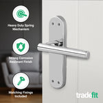 Olbia Polished Chrome Lever on Backplate Door Handle Pack – 64mm Latch - tradefit - 4