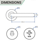 Lift To Lock Disabled Bathroom Toilet Door Lever Handle - 19mm - Satin Stainless Steel - tradefit - 5