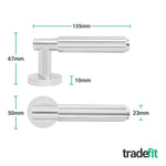 Flores Polished Chrome Lever on Rose Door Handle Kit - Medium Duty FD30/60 - 80mm Euro Sashlock and Thumbturn Cylinder - Master Keyed - tradefit - 4