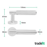 Flores Polished Chrome Lever on Rose Door Handle Kit - 64mm Bathroom Lock - tradefit - 4