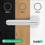 Flores Polished Chrome Lever on Rose Door Handle Kit - Medium Duty FD30/60 - 80mm Euro Sashlock and Double Cylinder - Master Keyed - tradefit - 7