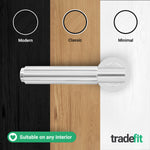 Flores Polished Chrome Lever on Rose Door Handle Kit - Medium Duty FD30/60 - 80mm Euro Sashlock and Thumbturn Cylinder - Keyed Alike - tradefit - 7