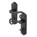 Black Iron Lever Door Handles on Backplate Curly Tail Pattern Bathroom Door Handles - Black