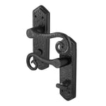 Black Iron Lever Door Handles on Backplate Curly Tail Pattern Bathroom Door Handles - Black - tradefit - 1