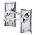 Georgian Rope Edge Scroll Polished Chrome Door Handles - Latch - tradefit - 1