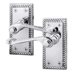 Georgian Rope Edge Scroll Polished Chrome Door Handles - Latch - tradefit