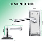 Georgian Rope Edge Scroll Polished Chrome Door Handles - Latch - tradefit - 3