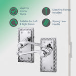 Georgian Rope Edge Scroll Polished Chrome Door Handles - Latch - tradefit - 2