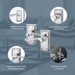 Georgian Rope Edge Scroll Polished Chrome Door Handles - Latch - tradefit - 4