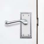 Georgian Rope Edge Scroll Polished Chrome Door Handle Pack - 76mm Latch - tradefit - 5