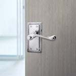 Georgian Rope Edge Scroll Polished Chrome Door Handle Pack - 76mm Latch - tradefit - 6
