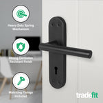 Olbia Matt Black Lever on Backplate Door Handle Pack – 80mm Sashlock - tradefit - 4