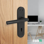 Olbia Matt Black Lever on Backplate Door Handle Pack – 80mm Sashlock - tradefit - 6