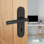 Olbia Matt Black Lever on Backplate Door Handles - Keyhole - tradefit - 4