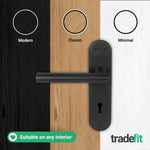 Olbia Matt Black Lever on Backplate Door Handle Pack – 64mm Sashlock - tradefit - 7