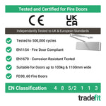 Commercial Grade Fire Door Closer - Power Size 2 - 5 - Door Weight to 100kg - CE Marked - Silver - tradefit - 3