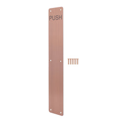 Engraved Push Finger Plate - 425 x 75 x 1.2mm Radius Corners - PVD Bronze - tradefit