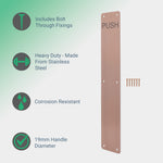 Engraved Push Finger Plate - 425 x 75 x 1.2mm Radius Corners - PVD Bronze - tradefit - 2