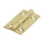 Solid Brass Solid Drawn Hinge - 38 x 22mm - Polished Brass - tradefit - 1