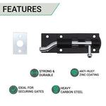 Necked Tower Bolt - 4 Inch / 100 mm - Black - tradefit - 2