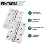Steel Butt Hinges 1838 Fixed Pin Pattern - 102x67x2mm - Zinc Plated - Pair - EXCLUDING Screws - tradefit - 6