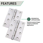 Steel Butt Hinges 1838 Fixed Pin Pattern - 102x67x2mm - Zinc Plated - Pair - EXCLUDING Screws - tradefit - 7
