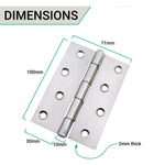 Steel Butt Hinges 1838 Fixed Pin Pattern - 102x67x2mm - Zinc Plated - Pair - EXCLUDING Screws - tradefit - 2