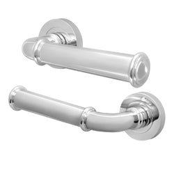Claro Polished Chrome Lever on Rose Door Handles - Heavy Duty - FD30/60 Rated - tradefit