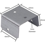 Fence Panel Clips/Trellis Clip Bracket - 50mm - Galvanised - Pack of 10 - tradefit - 3