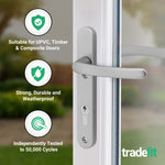 Silver UPVC Door Handles - 92mm PZ Centres - 122mm Fixing Centres - 245 x 34mm - tradefit - 3