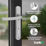 Silver UPVC Door Handles - 92mm PZ Centres - 122mm Fixing Centres - 245 x 34mm - tradefit - 4