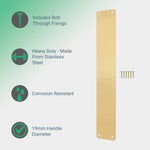 Plain Finger Plate - 425 x 75 x 1.2mm - Radius Corners - PVD Brushed Brass - tradefit - 2