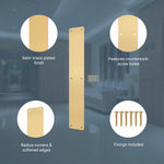 Plain Finger Plate - 425 x 75 x 1.2mm - Radius Corners - PVD Brushed Brass - tradefit - 3