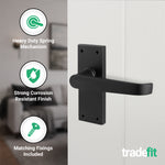 Straight Pattern Black Door Handle Pack - 64mm Latch - tradefit - 4