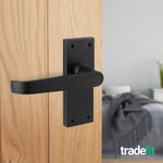 Straight Pattern Black Door Handle Pack - 64mm Latch - tradefit - 6