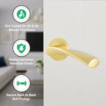 Nola Satin Brass Lever on Rose Door Handle Kit - Standard Duty FD30/60 Rated - 76mm Latch - tradefit - 5