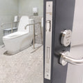 Lift To Lock Kit Disabled Bathroom Toilet Door Lever Handle & Lock - 19mm - Satin Stainless Steel - BS8300 Equality Act - tradefit