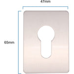 Repair Escutcheon Key Hole Cover Plate Euro Profile Self Adhesive Fix - Satin Stainless Steel - 65 x 47mm - tradefit - 2