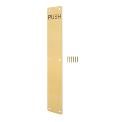 Engraved Push Finger Plate - 425 x 75 x 1.2mm Radius Corners - PVD Brushed Brass - tradefit
