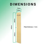Engraved Push Finger Plate - 425 x 75 x 1.2mm Radius Corners - PVD Brushed Brass - tradefit - 4