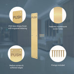 Engraved Push Finger Plate - 425 x 75 x 1.2mm Radius Corners - PVD Brushed Brass - tradefit - 3