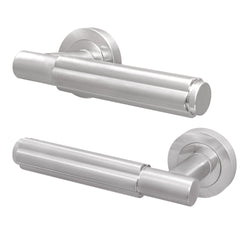 Flores Satin Nickel Lever on Rose Door Handles - Heavy Duty - FD30/60 Rated - tradefit