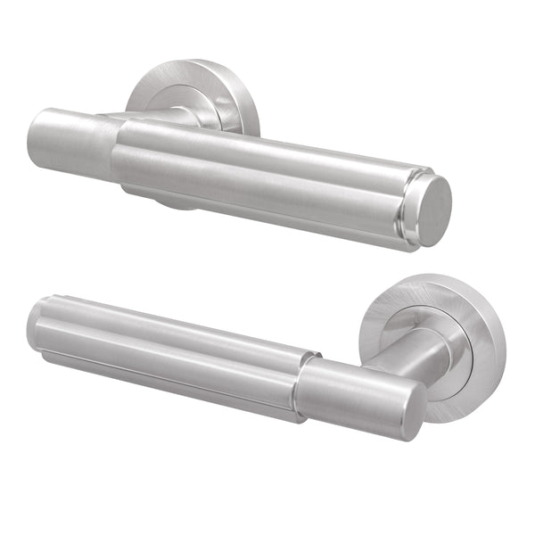 Flores Satin Nickel Lever on Rose Door Handles - Heavy Duty - FD30/60 Rated - Featured Image